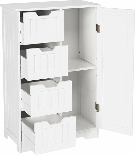 Cassa da Bagno - Cassetto Bianco - Blocco Porta - Unità di Stoccaggio Indipendente - 4 Porte di Carico + Deposito della Porta