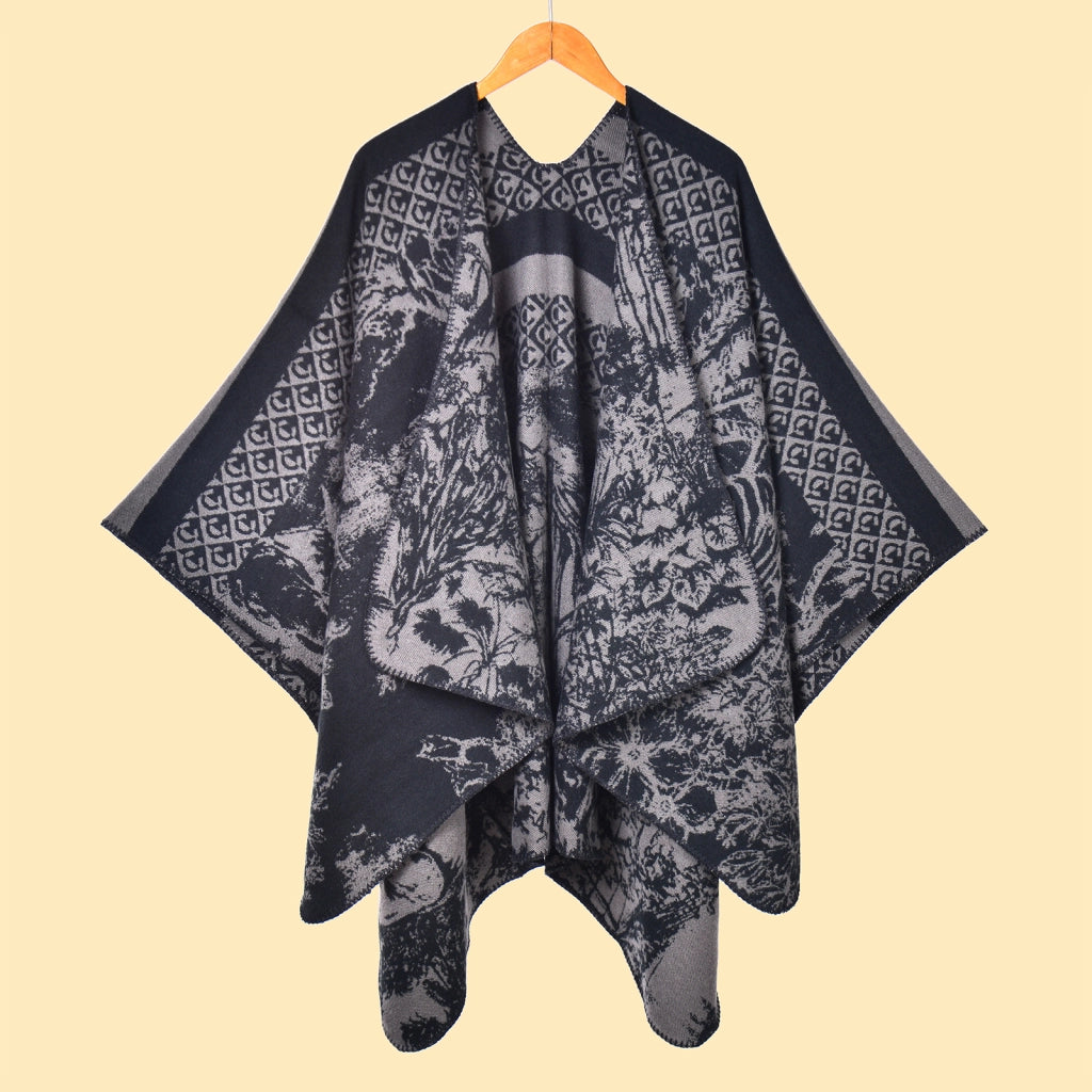 Sciarpa calda da donna per autunno e inverno con mantello jacquard a stampa animalier