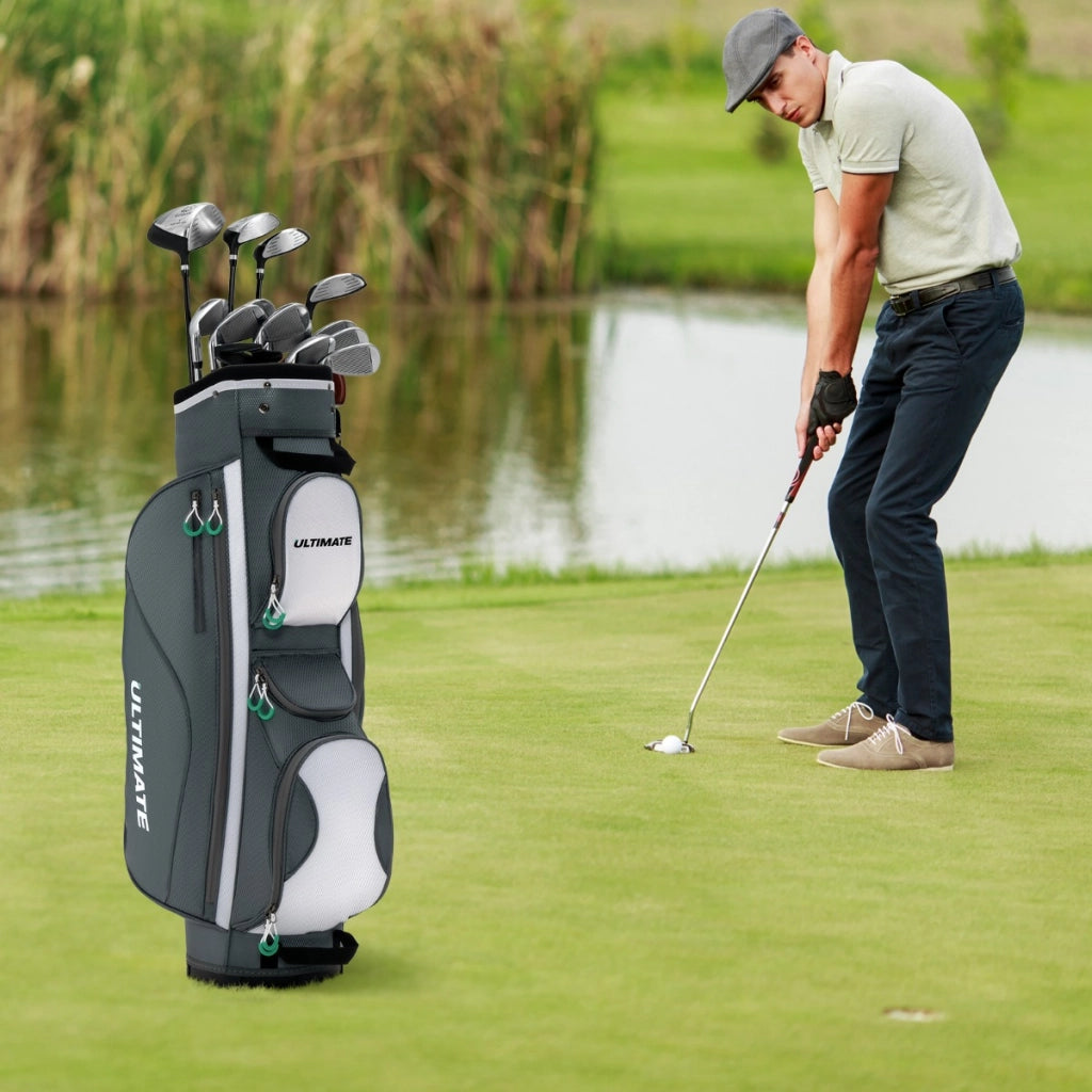 Borsa da golf leggera con tracolla 7 tasche con cerniera, Borsa per carrello da golf portatile con 14 divisori