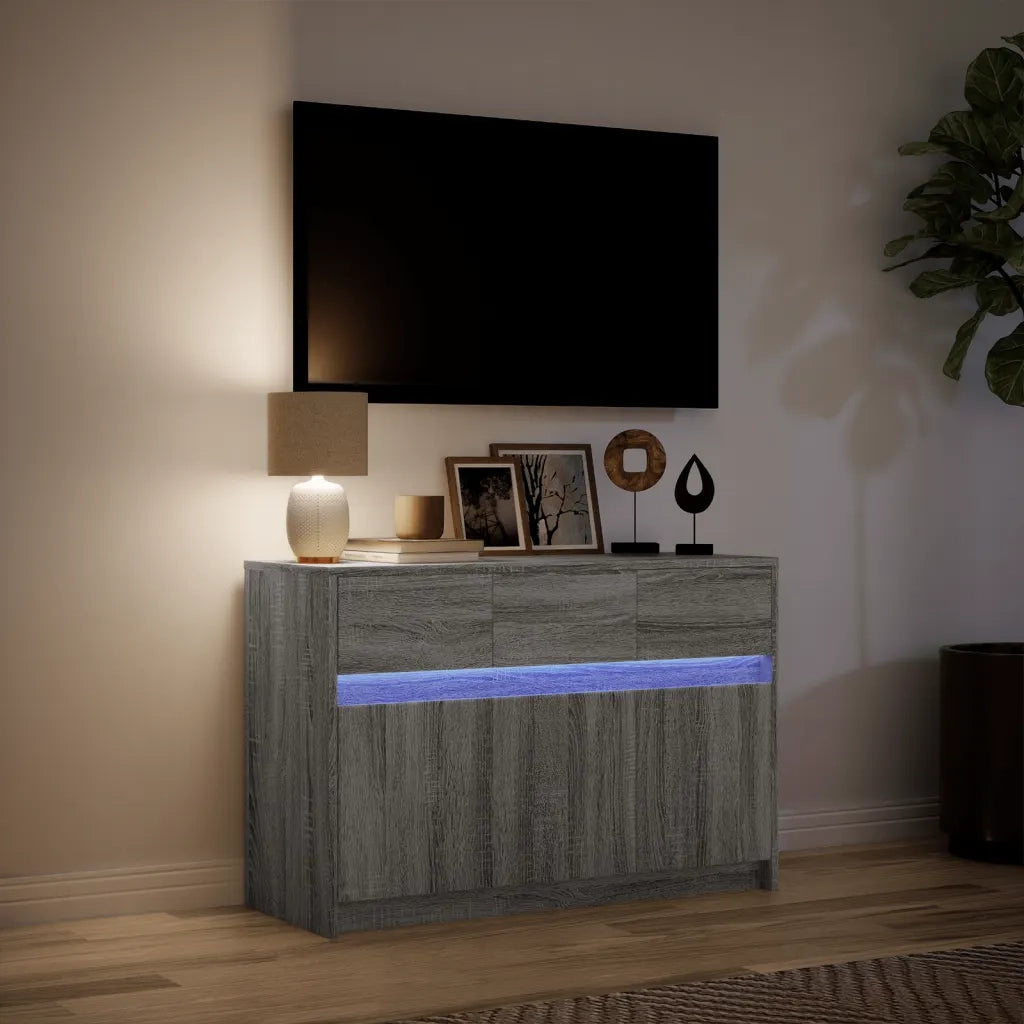 Mobile Porta TV con LED Grigio Sonoma 91x34x61 cm in Truciolato 852185