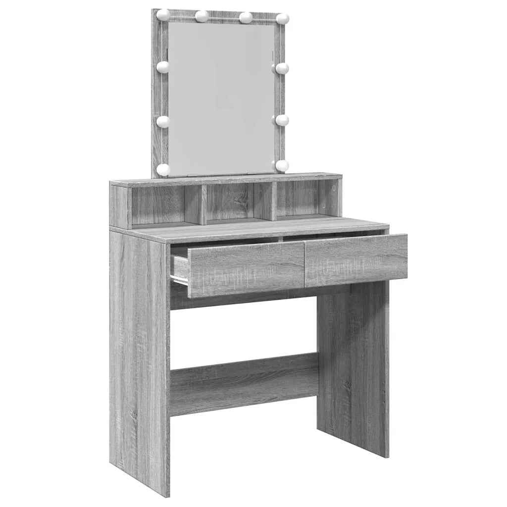 Toeletta | Tavolo da Trucco con LED Grigio Sonoma 80x41x144,5 cm
