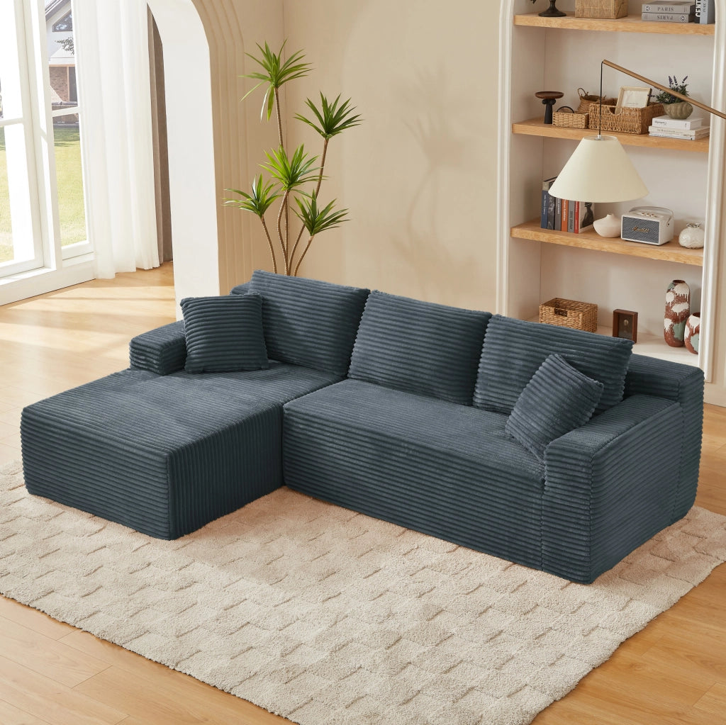 Divano angolare modulabile 252,5x163x65 cm grigio scuro, memory foam, tessuto