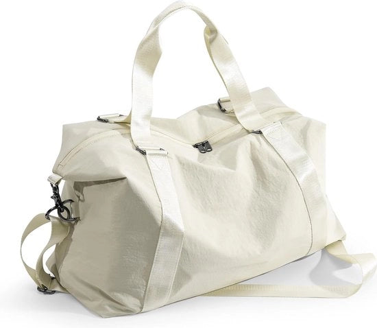Borsa da Sport per Donne con Tasca per Scarpe Reistas Weekender Donne Uomini Grande Bagaglio a Mano Borsa da Ginnasio Reistas per Donne Reistas con Porta Carica, c3-Bianco Beige