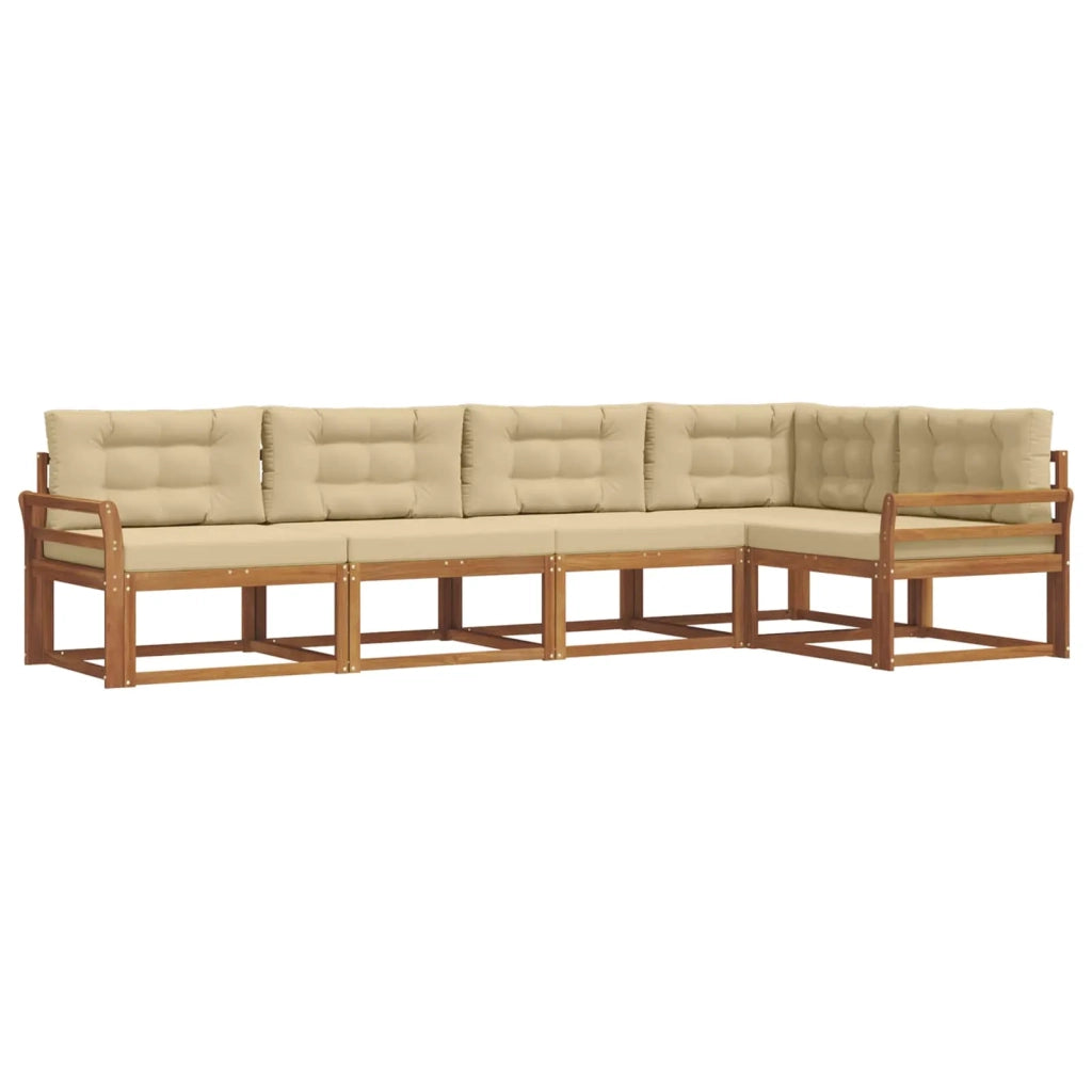 Set di divani da esterno con cuscino 5 pcs Naturale e Beige