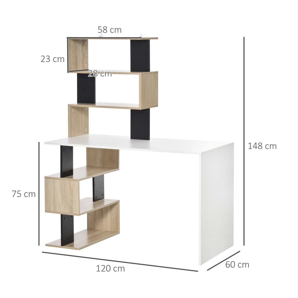 Scrivania con libreria ¨C zephmum ¨C legno multicolore, 120x60x148cm