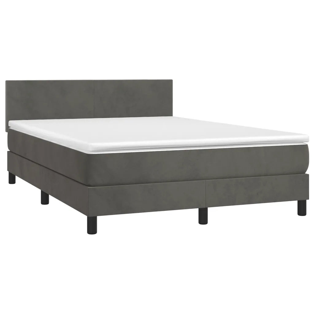 Giroletto a Molle con Materasso Grigio Scuro 140x200 cm Vellutocod mxl 99626