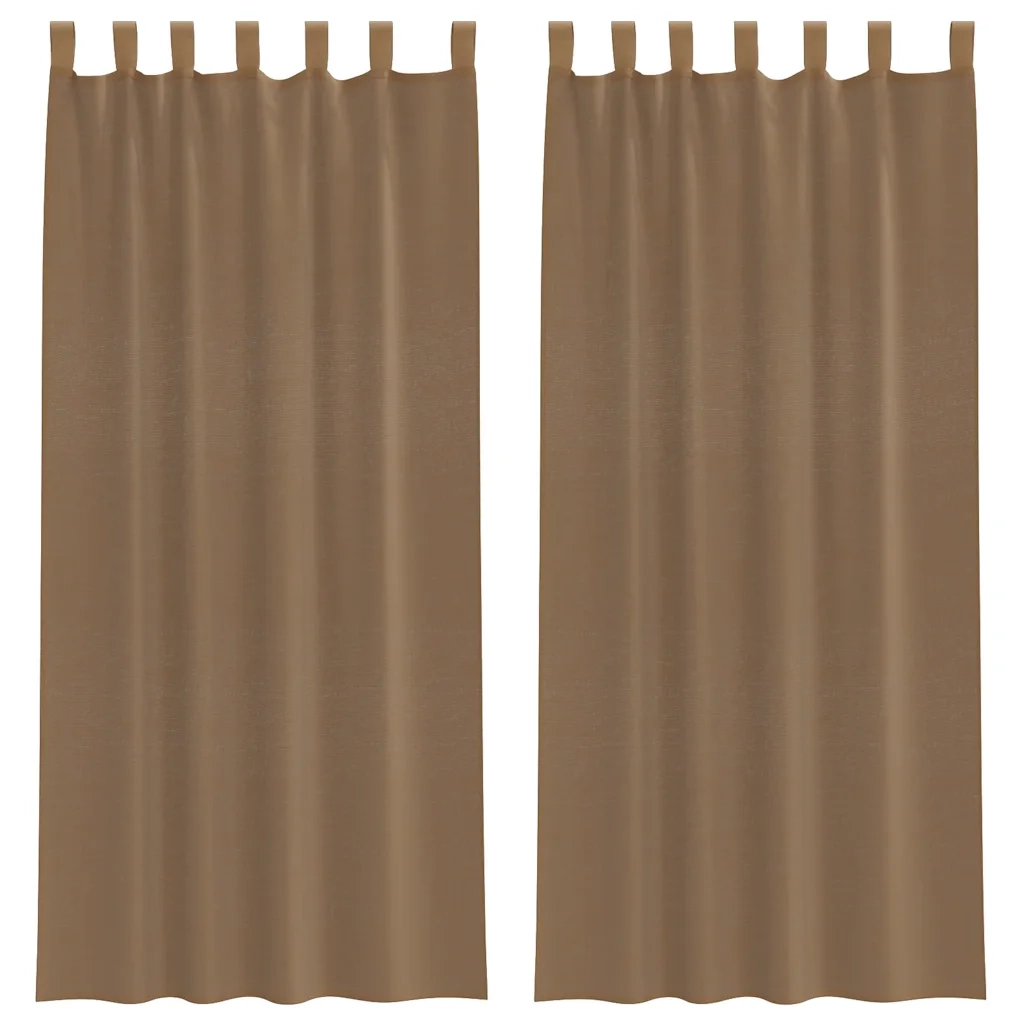 Tende in Voile con Passanti 2 pz Marrone Chiaro 140x225 cm