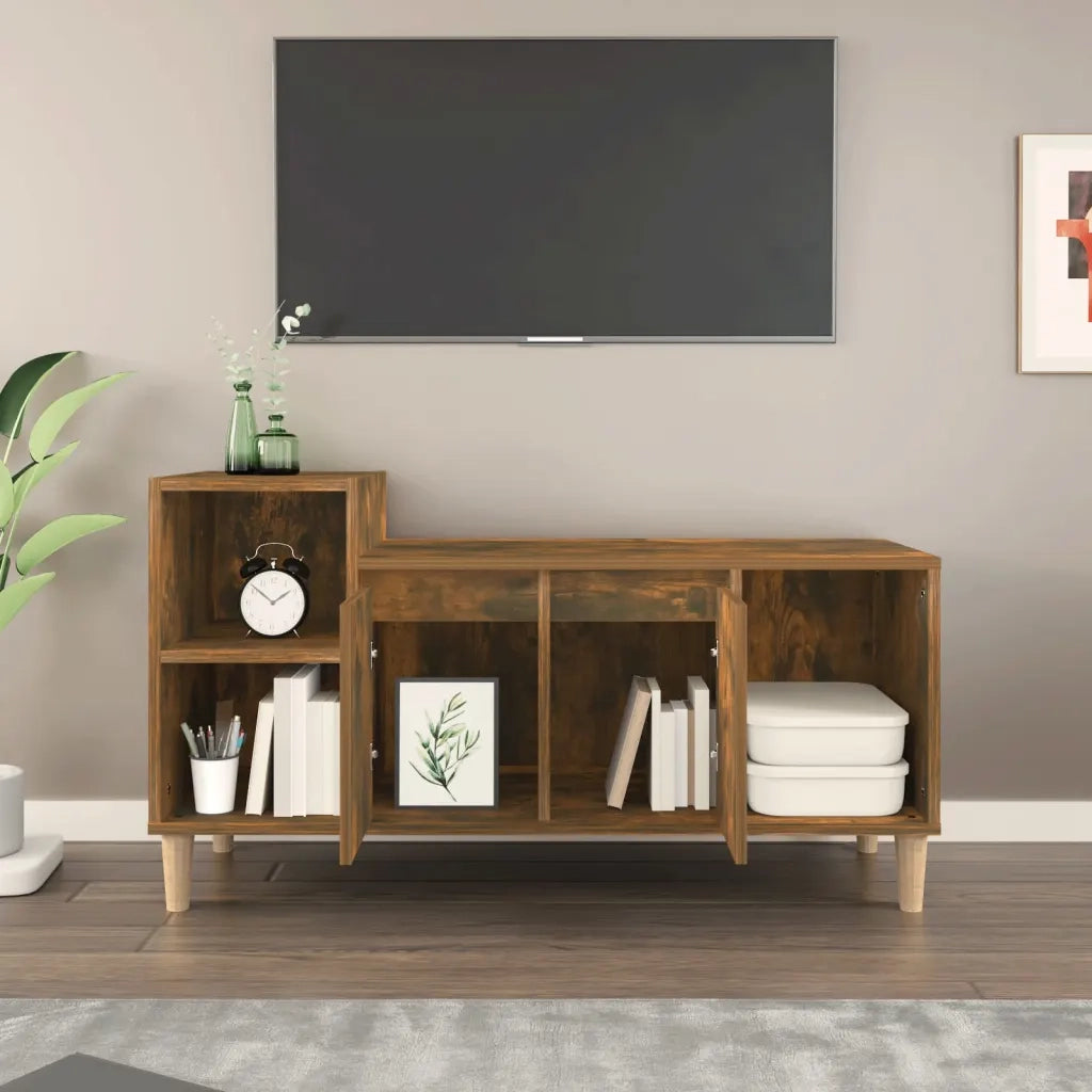 Mobile TV Rovere Fumo 100x35x55 cm in Legno Multistrato 821177