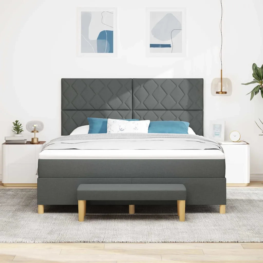 Letto a molle con cuscino Grigio scuro 200 x 180 cm Tessuto 3344395