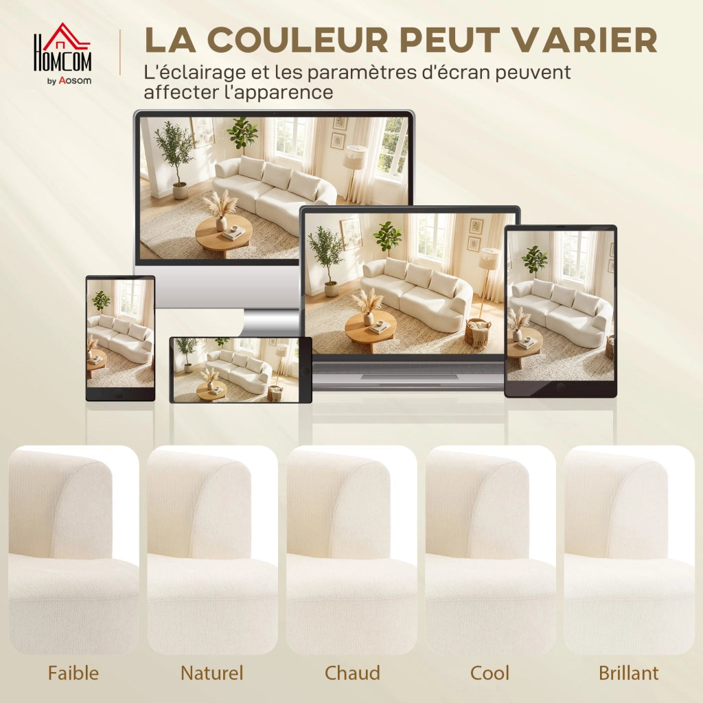 Divano 3 posti in chenille 260 cm ¨C zephmum ¨C crema