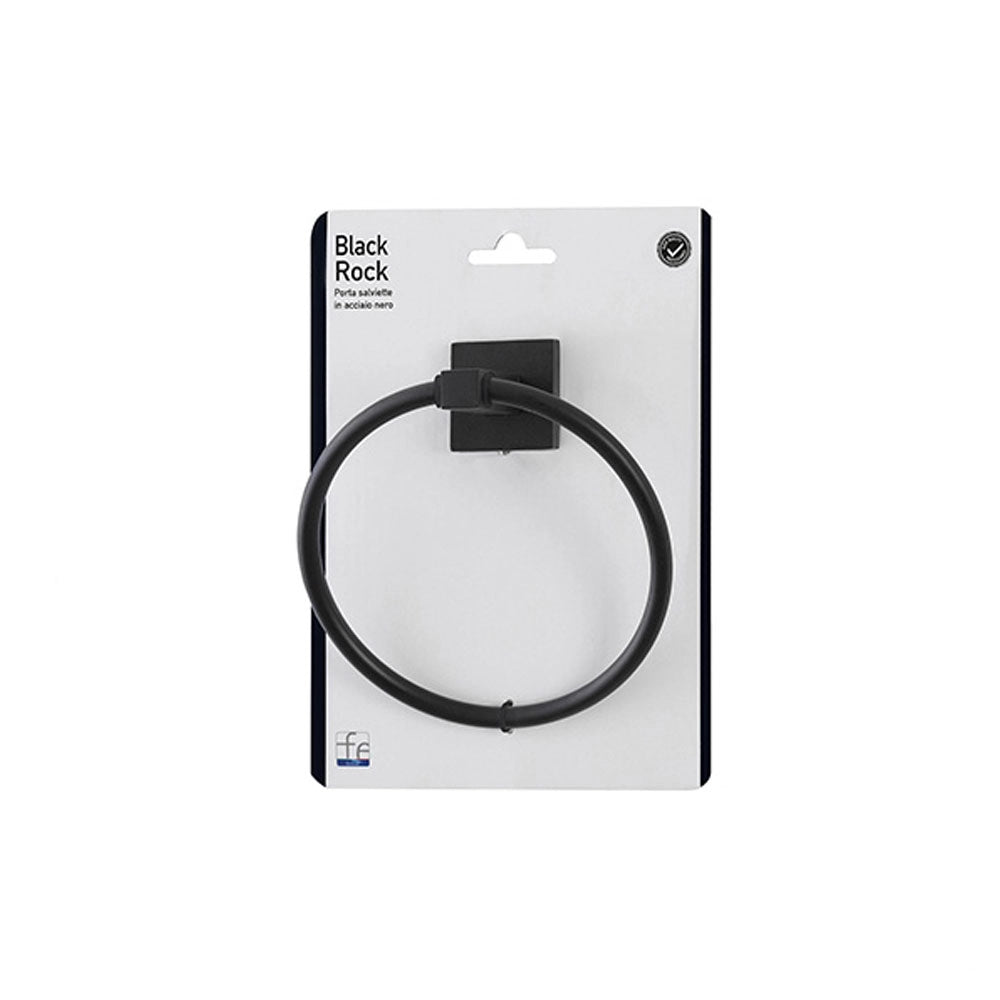 Porta Asciugamani da Bagno ad Anello a Parete Nero Black Rock