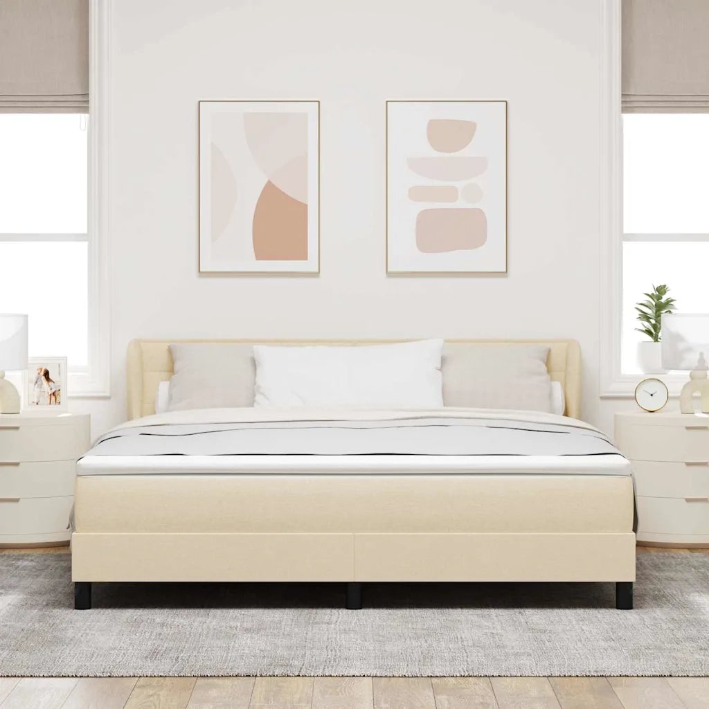 Letto a molle con materasso Crema 180 x 200 cm Tessuto 3339980