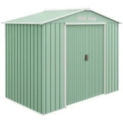 Casetta da Giardino in Lamiera di Acciaio con Porte Scorrevoli, 213x130x185cm, Verde Chiaro