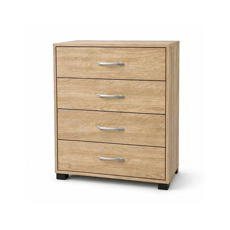 CASSETTIERA IN LEGNO CON QUATTRO CASSETTI COLORE ROVERE DIMENSIONI 68X40X82,5 CM