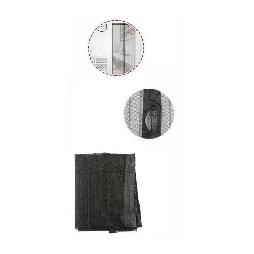 Trade Shop - Tenda Zanzariera Porte Balconi Insetti Zanzare Magnetica Nera Da 90 X 210 Cm 616220 -