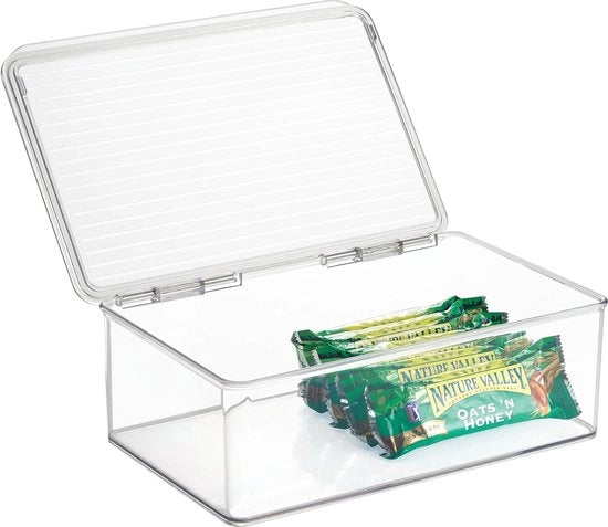 Cassa/Contenitore per Cucina con Chiusura, Scatola di Stoccaggio con Coperchio, Translucido, 18,4 cm x 27,3 cm x 9,5 cm