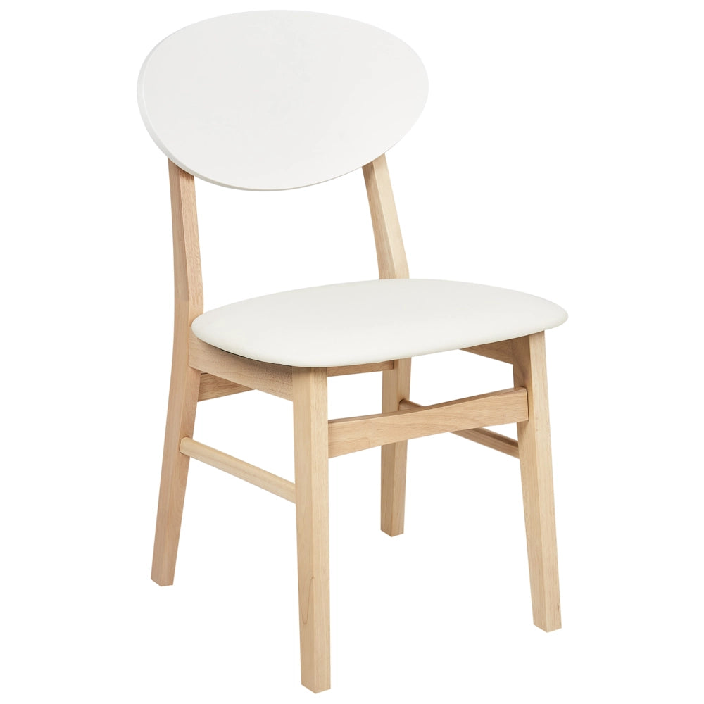 Set di 2 sedie da pranzo Struttura legno chiaro e bianco sporco Seduta in ecopelle Senza braccioli Design scandinavo