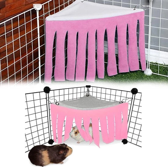Asilo per piccoli animali domestici - Giocattolo per coniglio Asilo per piccoli animali domestici angolare - Asilo per piccoli animali domestici angolare per piccoli animali domestici - rosa chiaro - 31,5*31,5*27cm - flanella