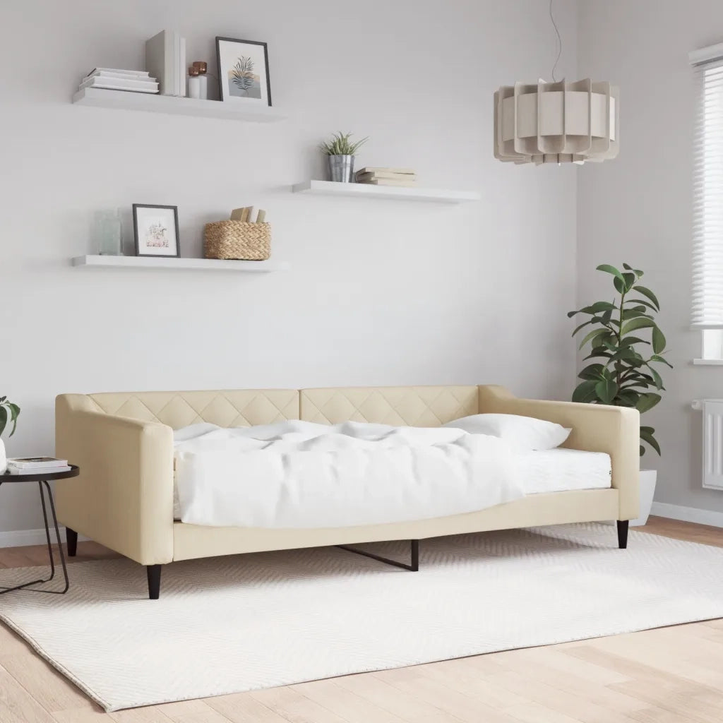 Divano letto | Sof¨¤ letto | Letto singolo con Materasso Crema 100x200 cm in Tessuto