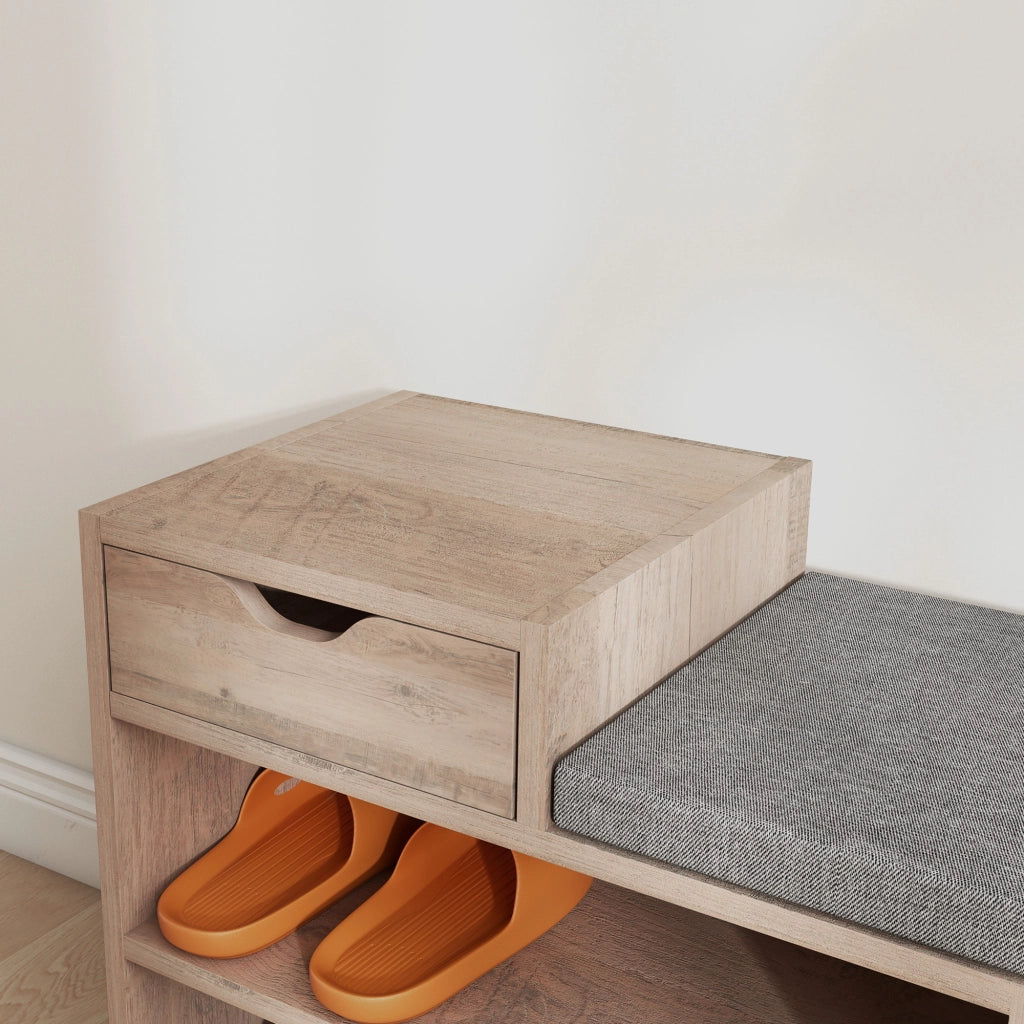 Scarpiera con cassetto e 3 scomparti ¨C zephmum ¨C 76.5x30x52 cm grigio