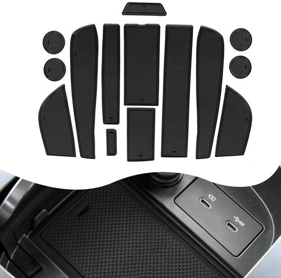 Panno Antiscivolo in Gomma per Interfaccia di Connessione compatibile con Brabus pro+ 2023, per Console Centrale e Cassetto Portaoggetti Interno (Nero)