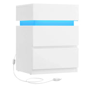 Comodino con striscia LED multicolore 335 x 40 x 55 cm regolabile 3 cassetti tavolino in stile moderno bianco 12_0007597