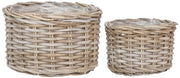 Set di contenitori di archiviazione - organizzatori - contenitori decorativi - texture naturale - Ø35cm x 22cm & Ø27cm x 18cm contenitori di rattan kubu
