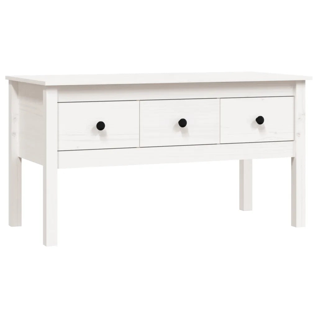 Tavolino da Salotto Bianco 102x49x55 cm Legno Massello di Pino 820942