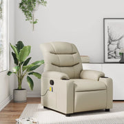 Divano Sedia-Poltrona reclinabile massaggiante in Similpelle Crema 579253