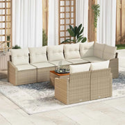 Set Divano da Giardino con cuscino 9 pcs Beige polyrattan 3347848