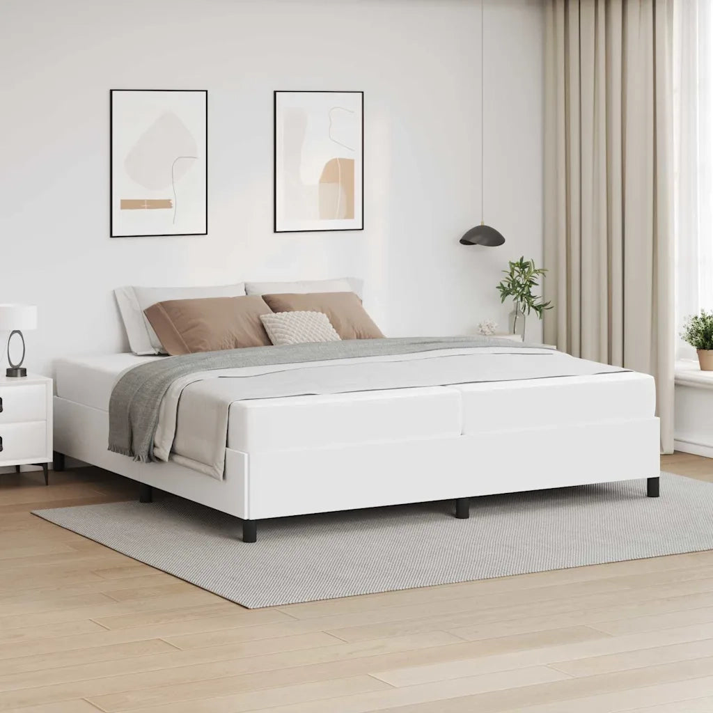 Struttura del letto con materasso Bianco 200 x 200 cm Tessuto