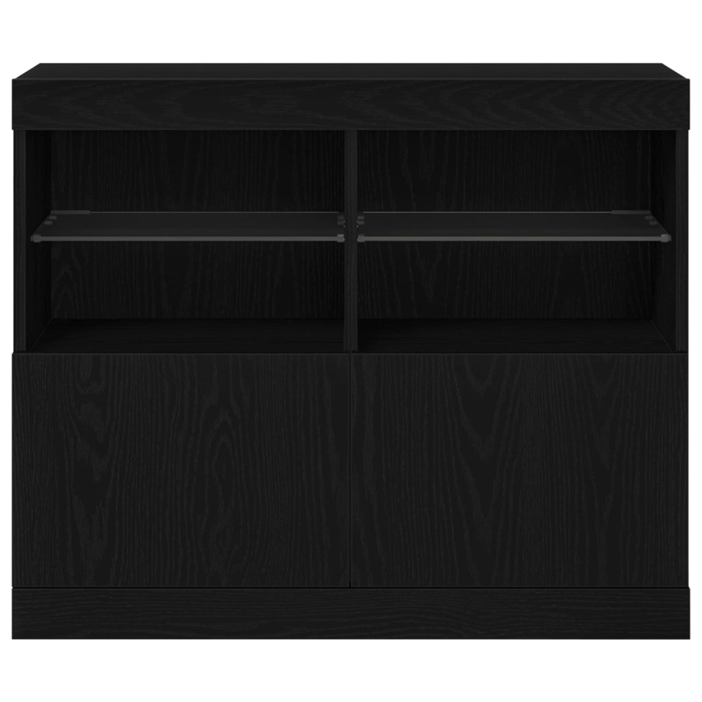 Credenza con Luci LED Rovere Nero 81x37x67 cm