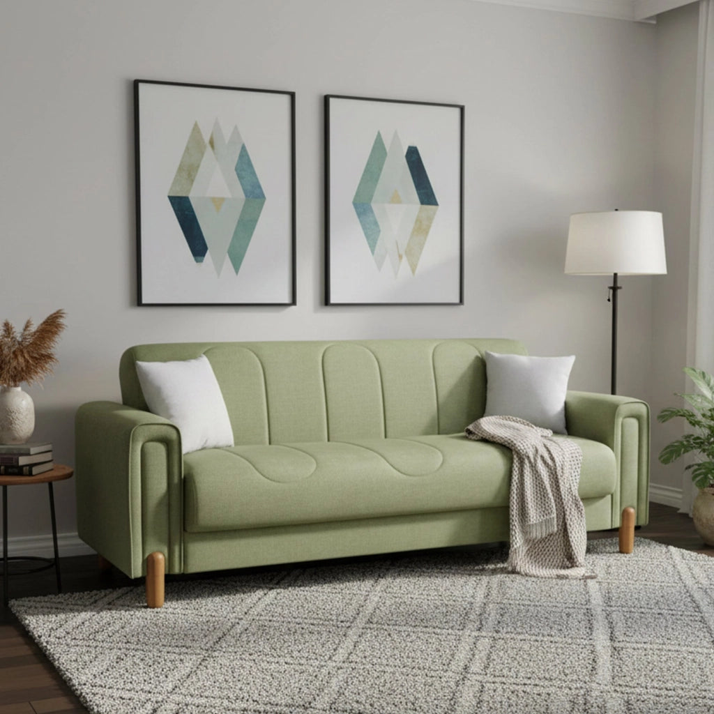 Papozze, Divano Letto 3 Posti Contenitore, 226x86 cm Verde
