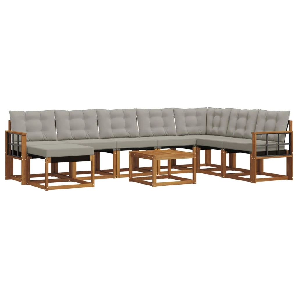 Set di divani da esterno 9 pcs Grigio Naturale e Chiaro 3368982