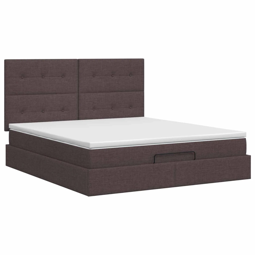 Letto ottomano con materasso Marrone Scuro 140 x 190 cm Tessuto 3457490