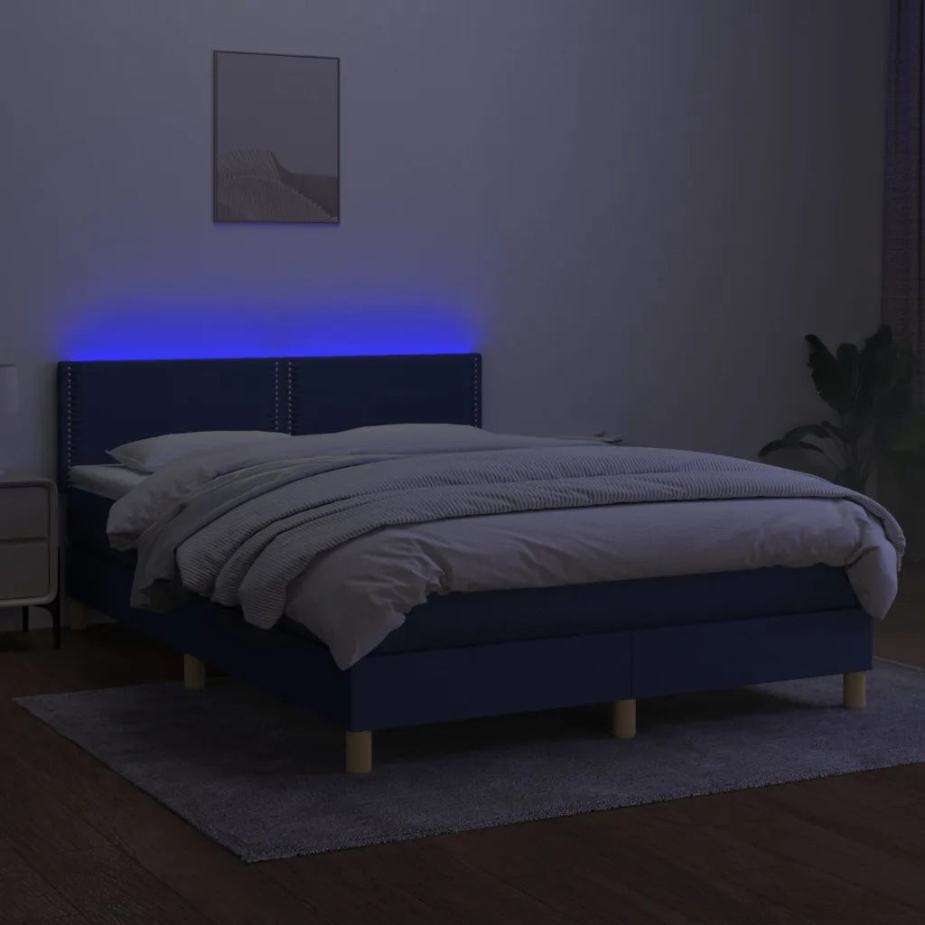 Letto a Molle con Materasso e LED Blu 140x190 cm in Tessutocod mxl 122746