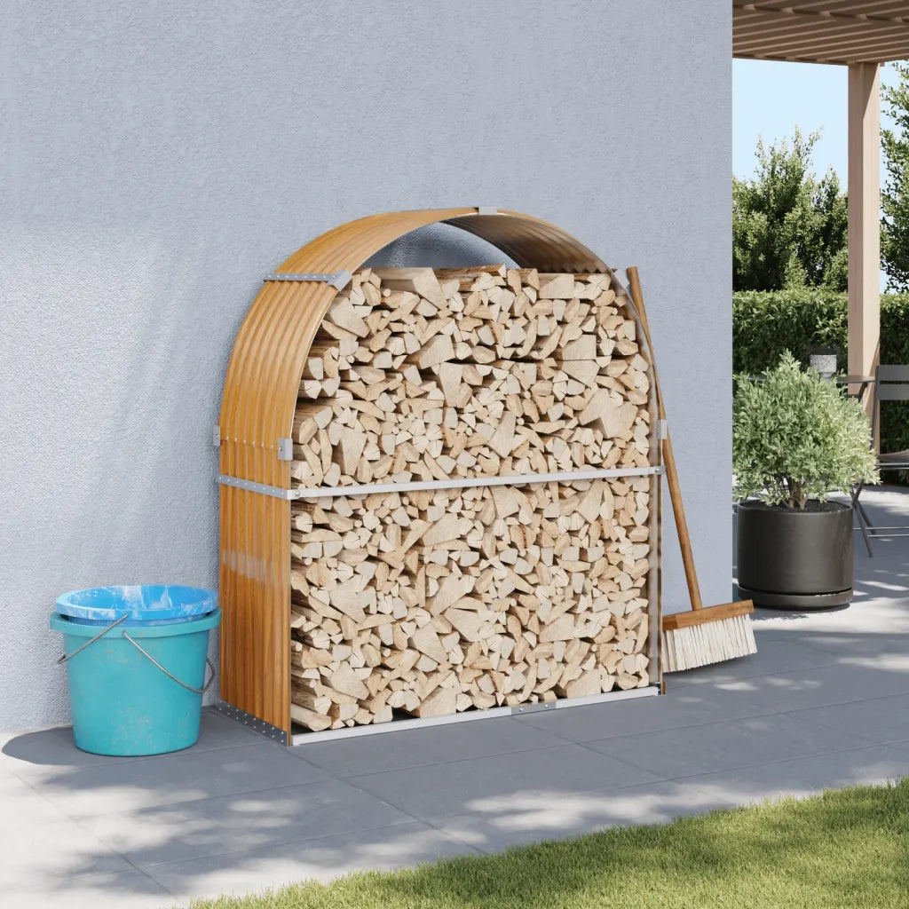 Portaceppi Effetto Legno 120x45x140 cm in Acciaio Zincato 364581