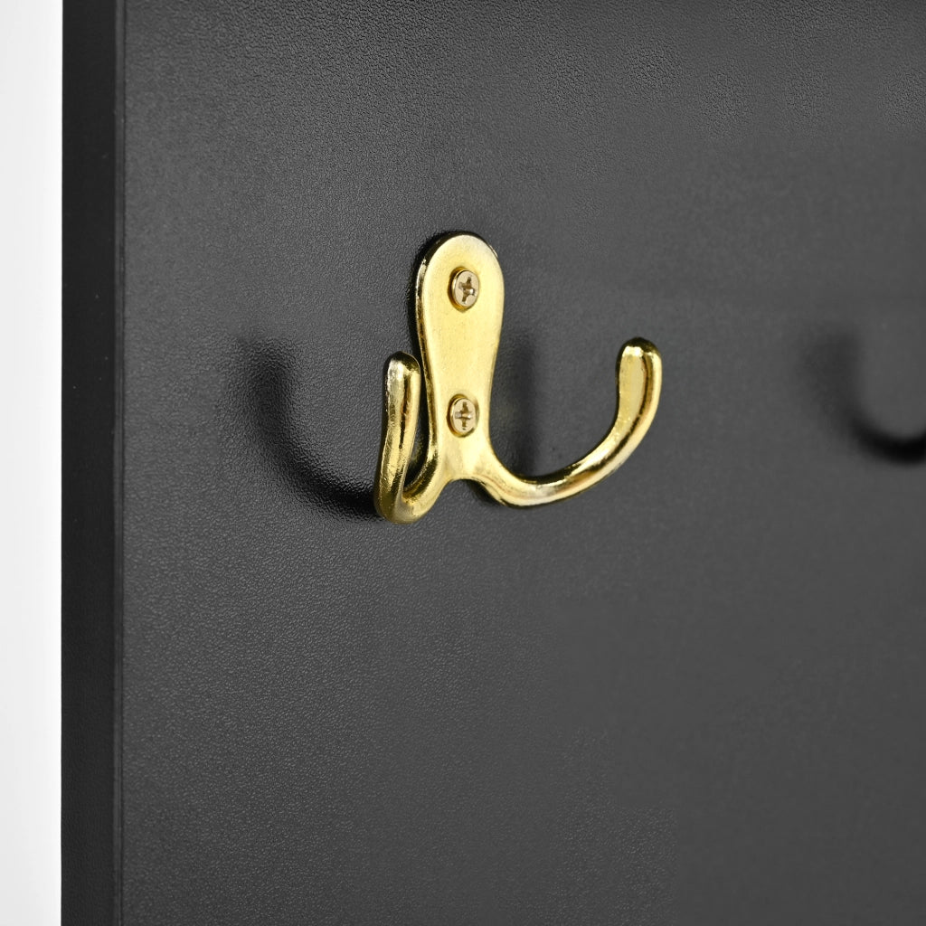 Mobile Ingresso con 2 Ante; Specchio; Ripiani e Ganci in Metallo; Stile Moderno; in MDF; 78??38;5??180;5 cm; Nero