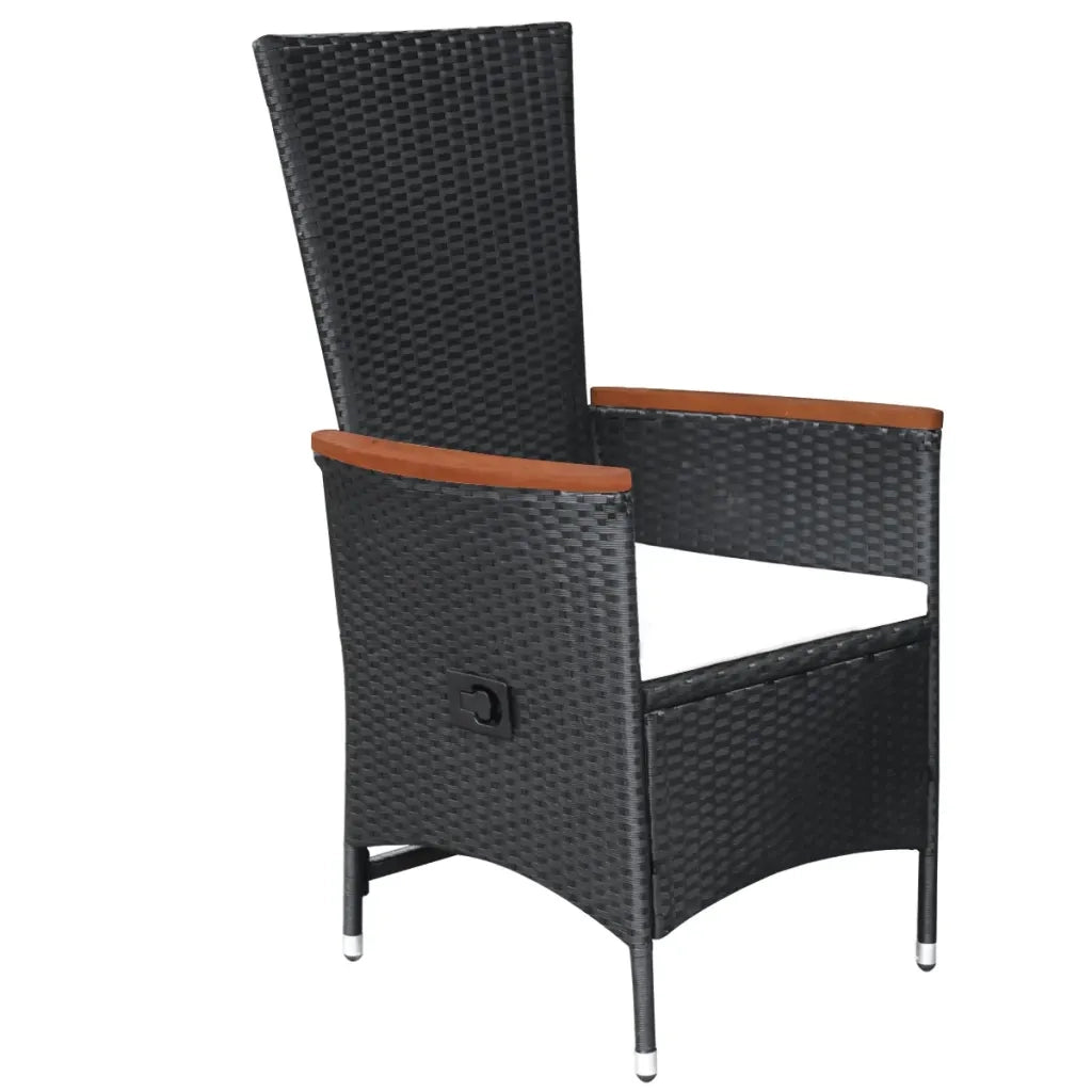 Set da Pranzo da Giardino 9 pz con Cuscini in Polyrattan Nero    cod mxl 32784