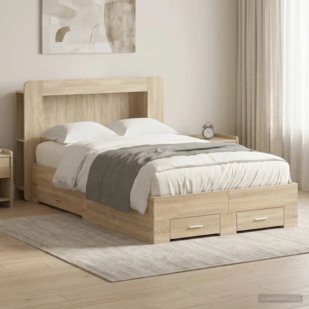Telaio del letto con storage Rovere Sonoma 120 x 200 cm