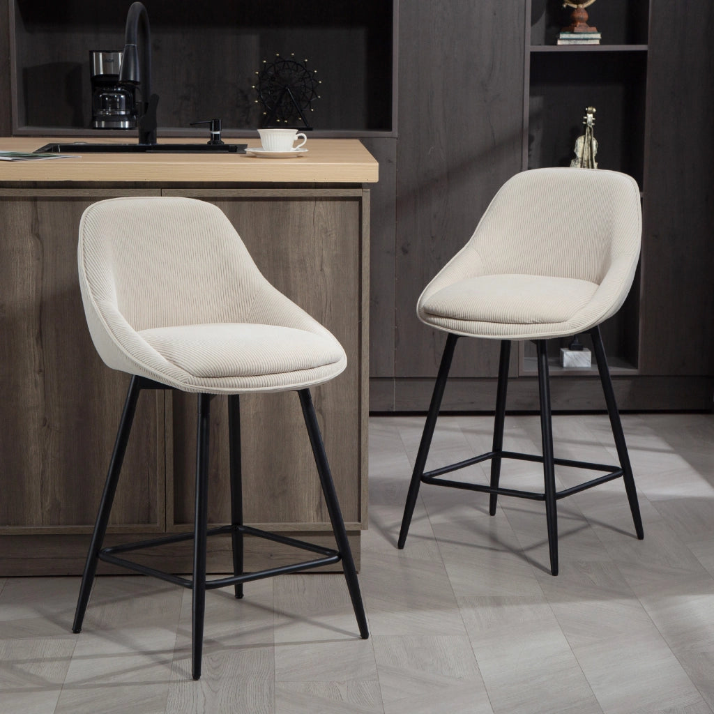 Sgabelli da bar in tessuto velluto ¨C zephmum ¨C crema 49x52x88 cm