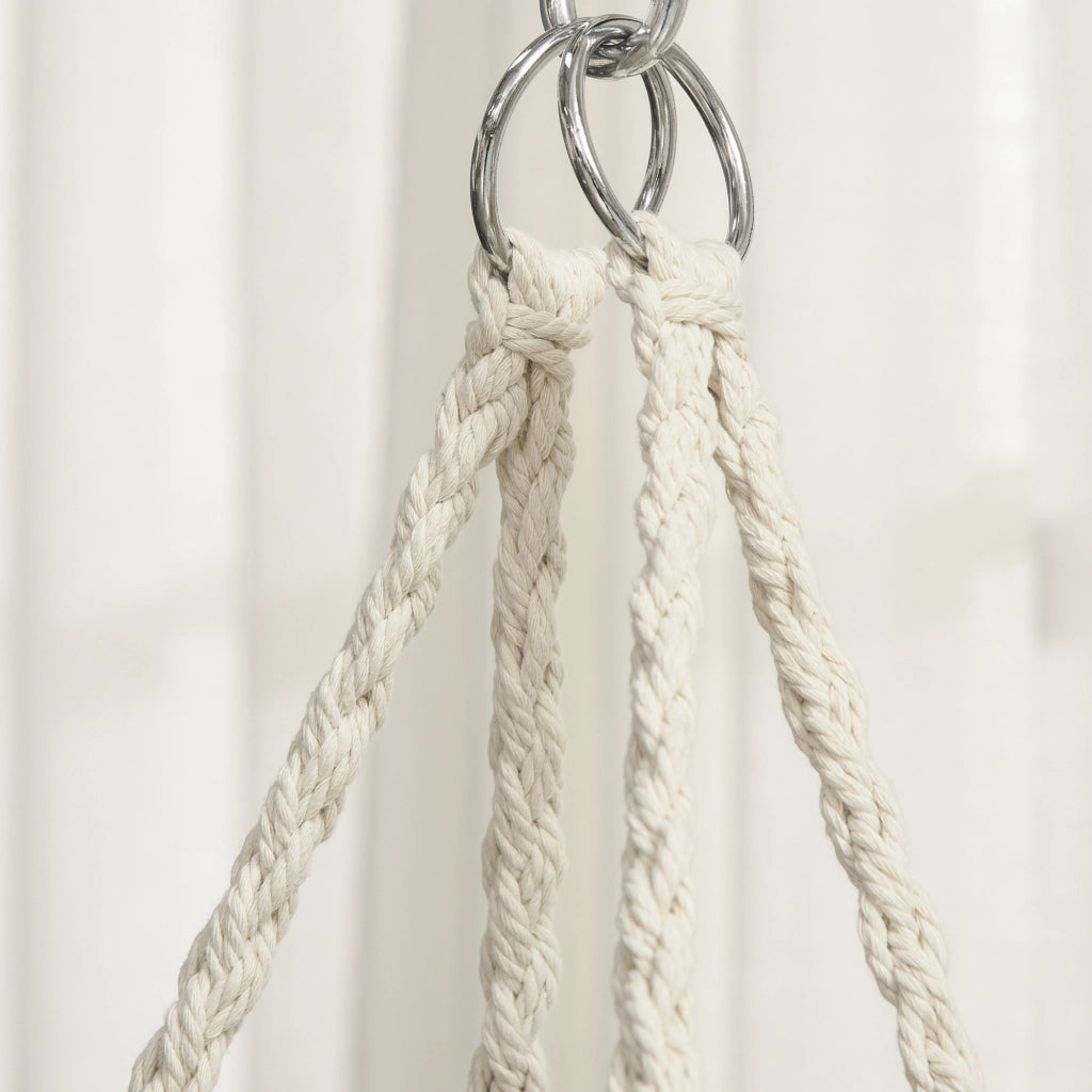 Sedia Sospesa ¨C zephmum ¨C Poliestere e Macram¨¨, Crema, 80x60x36cm