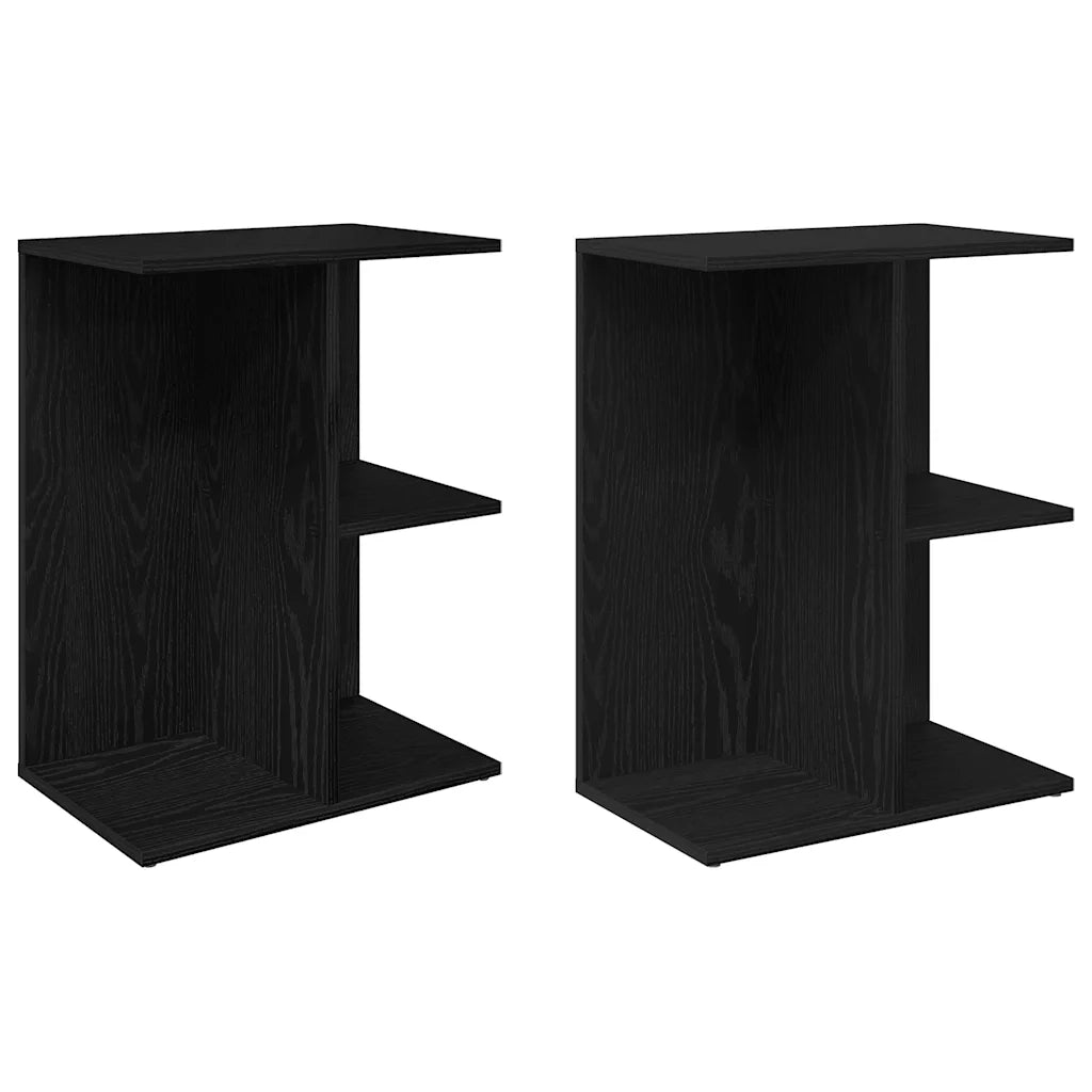 Comodini 2 pz-Set di 2 Tavolino da notte Rovere Nero 46,5x29x61 cm in Legno Multistrato