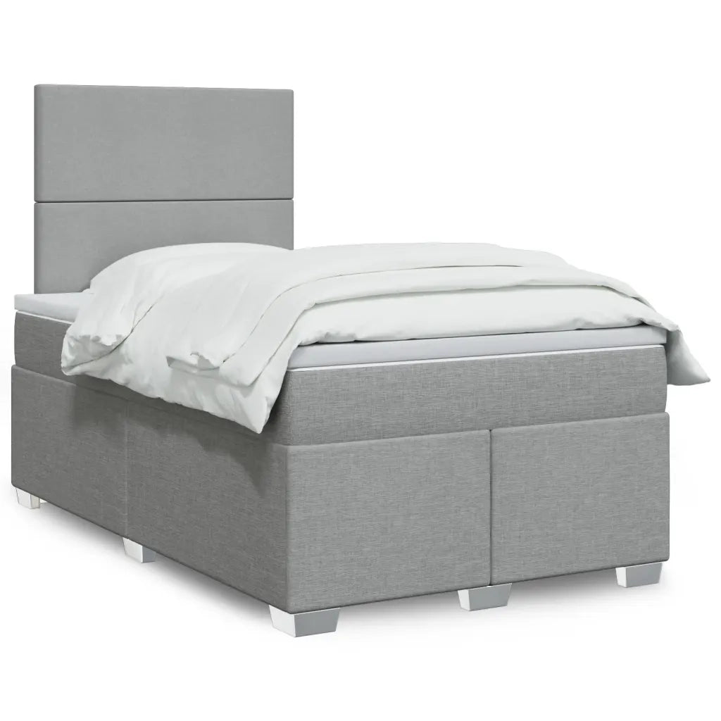 Giroletto a Molle con Materasso Grigio Chiaro 120x200cm Tessuto