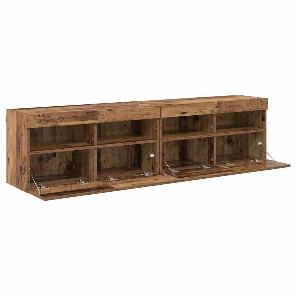 Mobiletti TV da Parete 2 pz-Set di 2 Credenza per TV sospesa Legno vecchio 80 x 30 x 40 cm