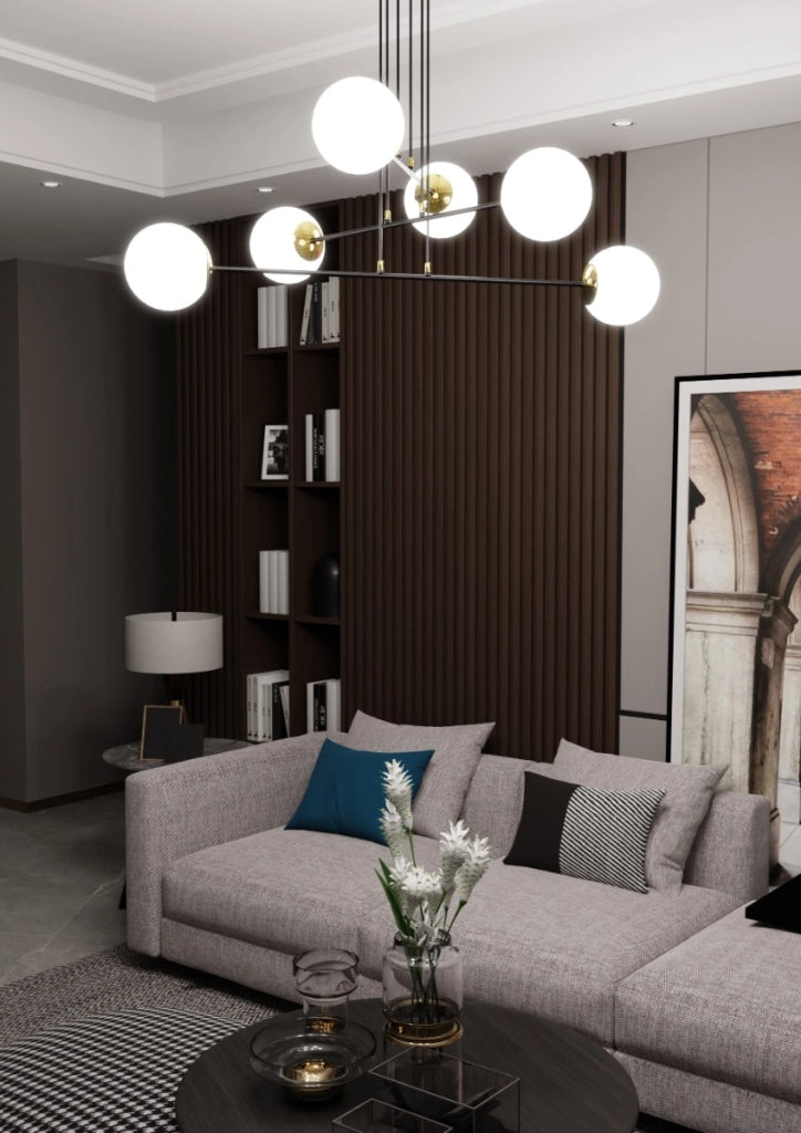 Lampadario Emibig Ognis 6 Nero 6xE14 Ø90cm regolabile