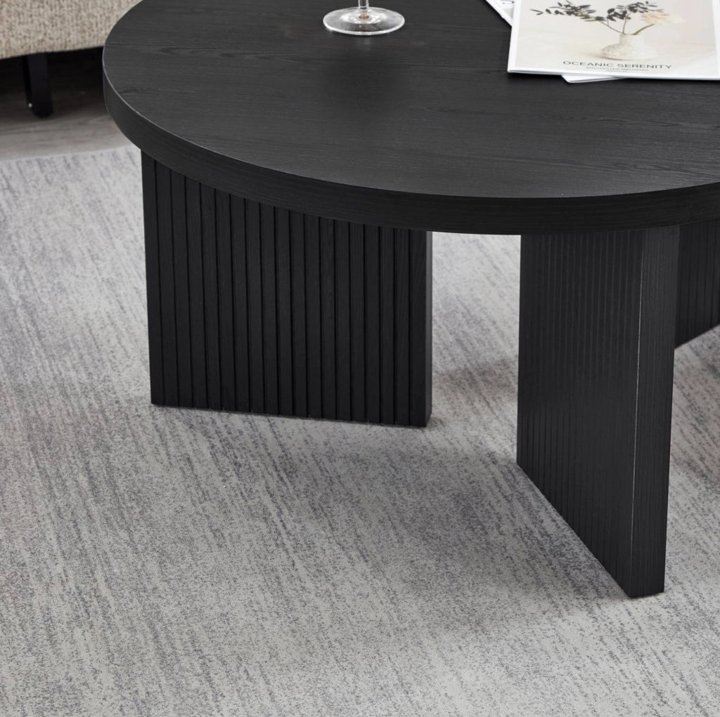 Tavolino da caffè rotondo nero in MDF