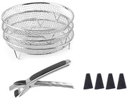 Grill rosto in acciaio inossidabile, 3 in 1, rondo, spesso, multi strato, adatto per friggere pollo o asciugare alimenti, lavabile in lavastoviglie.