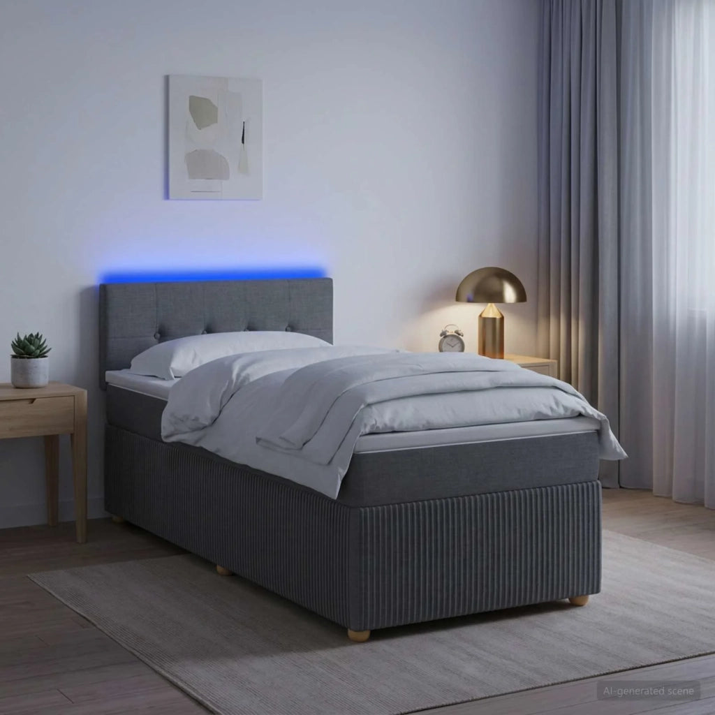 Letto box spring con materasso Grigio Scuro 90 x 200 cm Tessuto 3452842