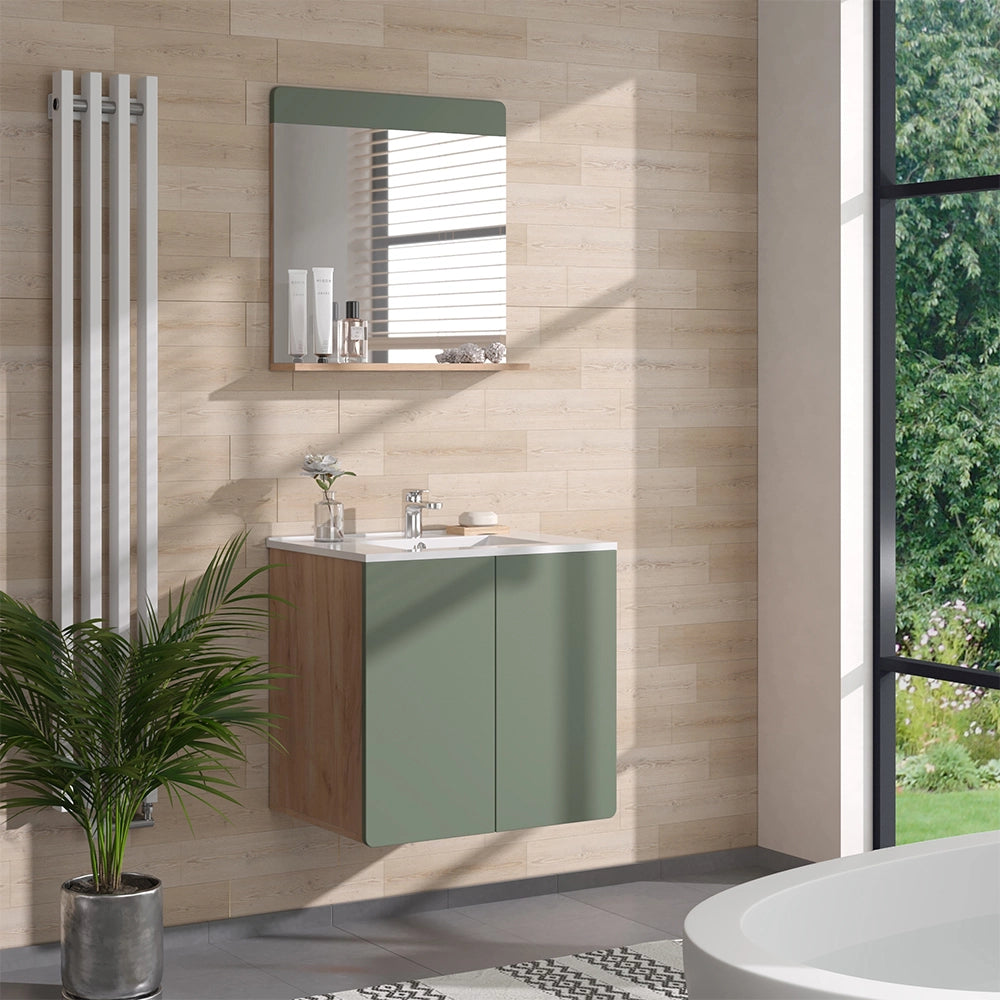 Vicco Set di mobili da bagno Goldkraft rovere/verde
